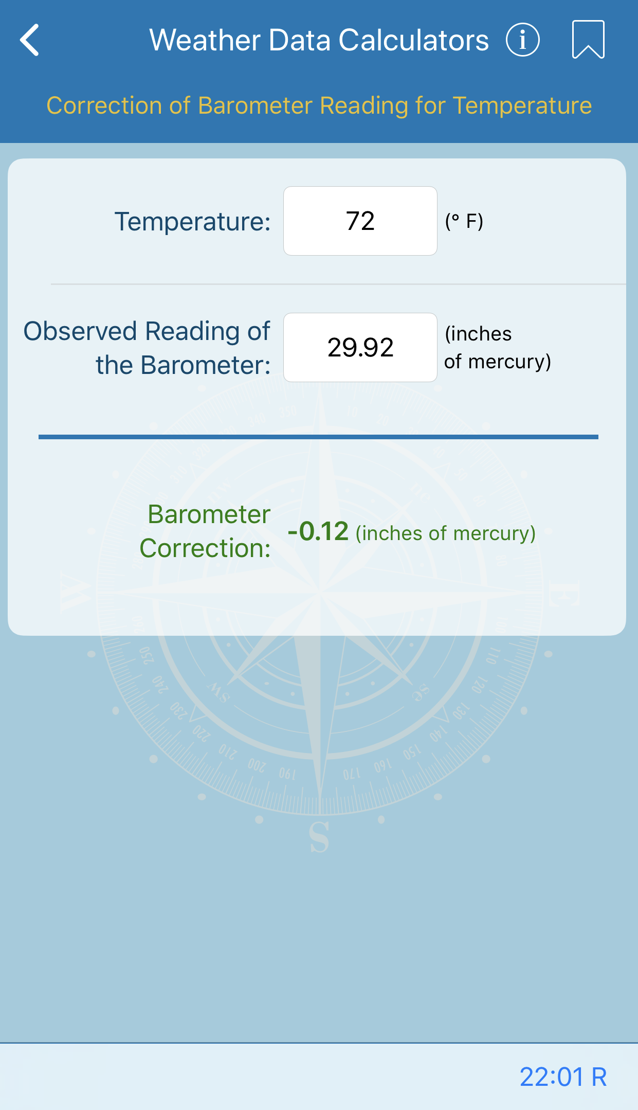Correction of Barometer Reading for Temperature