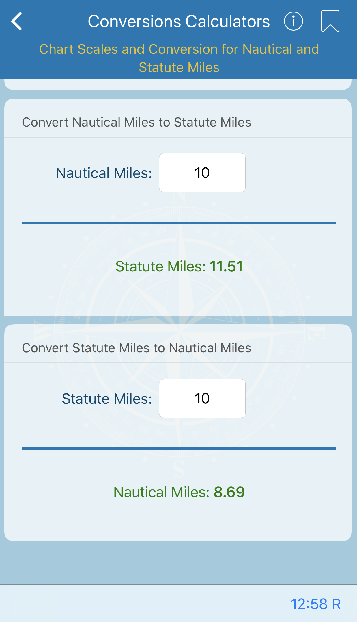 Nautical Mile Chart