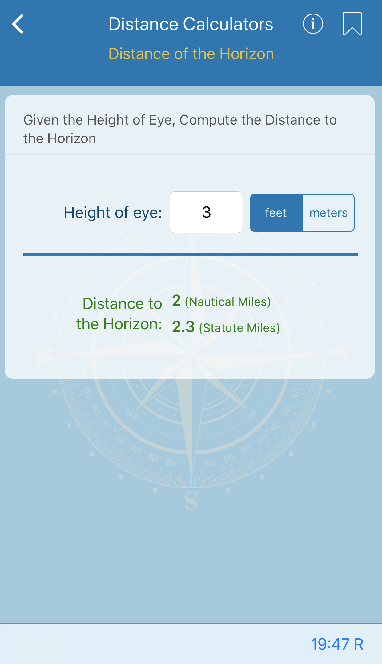 Distance of the Horizon