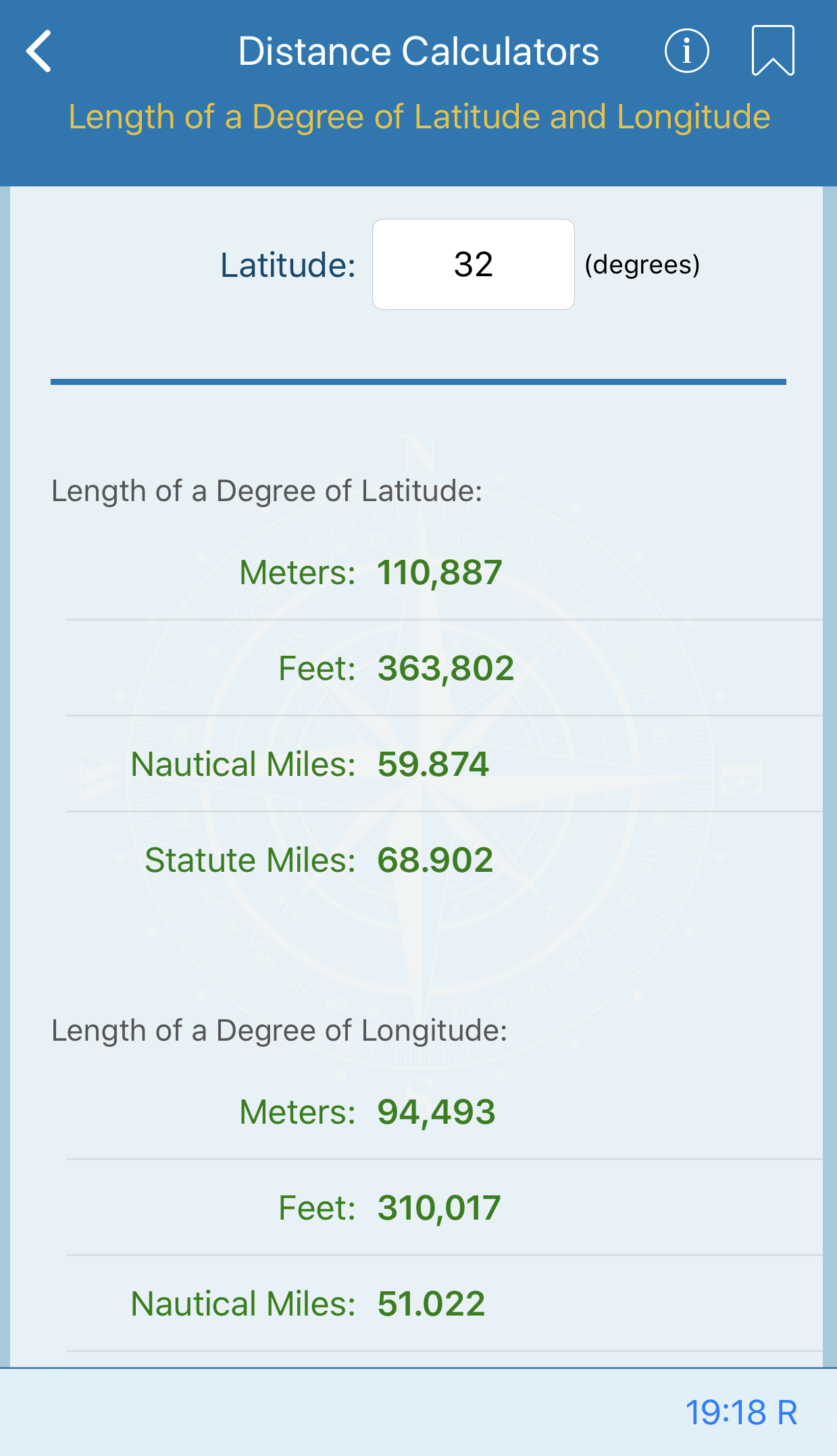 Length of a Degree of Latitude and Longitude