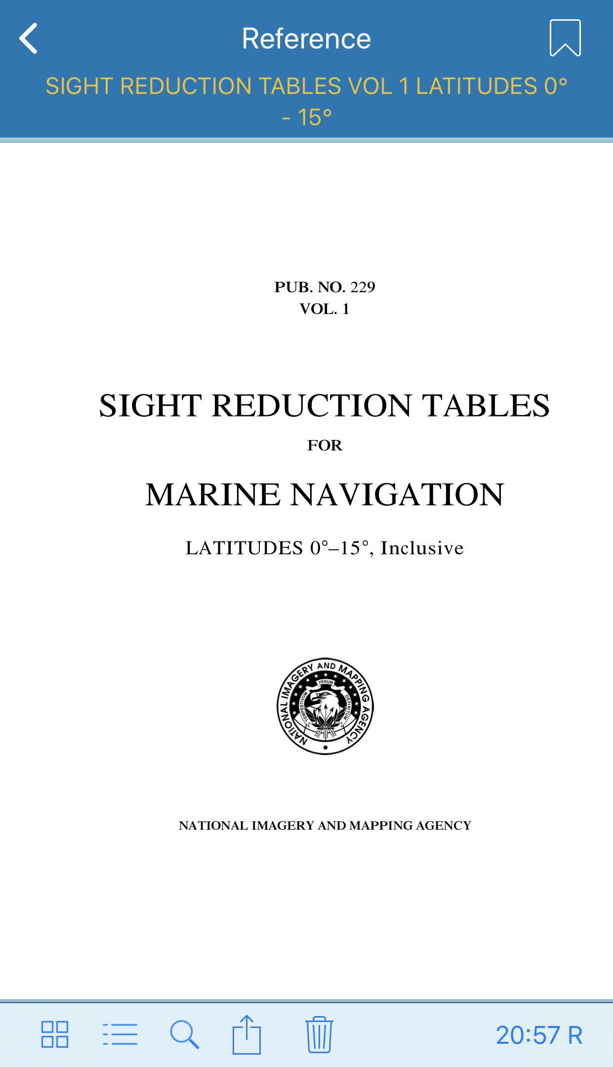 Sight Reduction Tables Reference